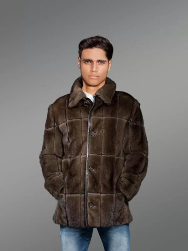 Classic Full Skin Mink Fur Coat for Men