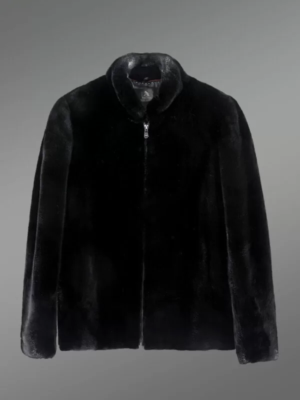 Exotic Black Full Skin Mink Fur Coat for Men's - Image 5