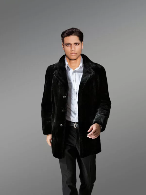 Exotic Black Full Skin Mink Fur Coat for Men