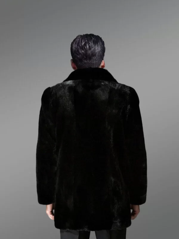 Exotic Black Full Skin Mink Fur Coat for Men - Image 3