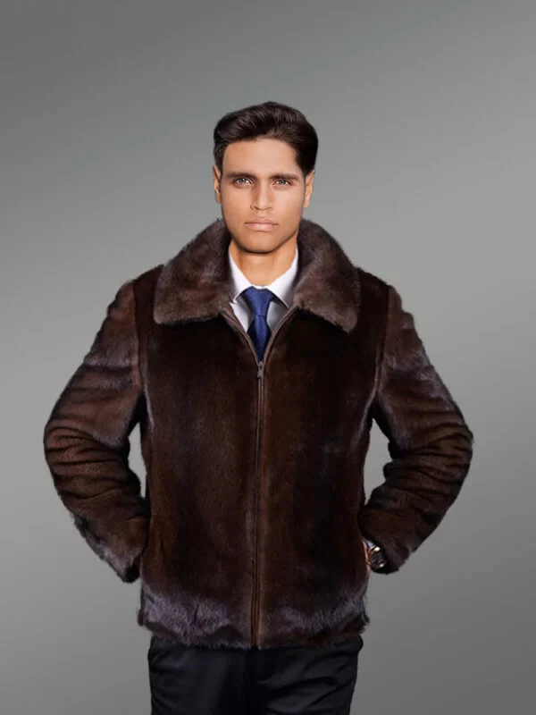 Full Skin Brown Mink Jacket for Men