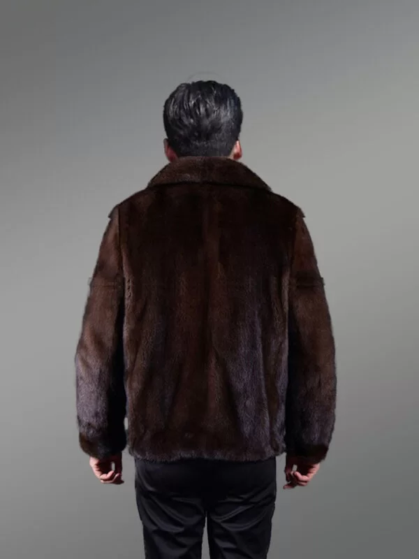 Full Skin Brown Mink Jacket for Men - Image 7
