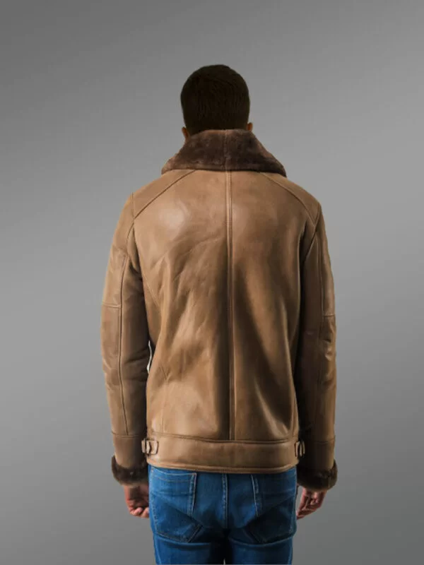 Genuine Sheepskin Shearling Bomber Jacket - Image 3
