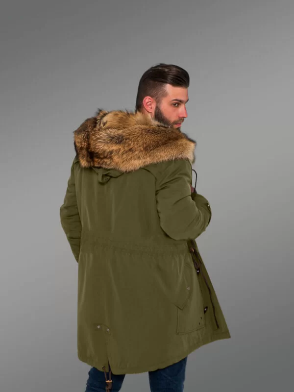 Golden Island Fox Fur Green Hybrid Parka Convertibles for Men to Envy Men - Image 5
