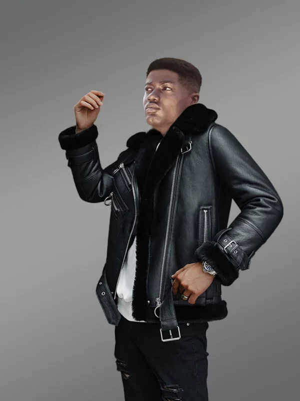Men’s Genuine Shearling Jackets in Black to Redefine Your Appeal - Image 3