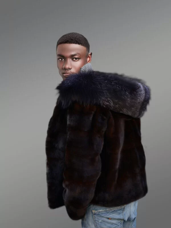 Men's Mink Fur Jacket with Fox Fur - Image 6