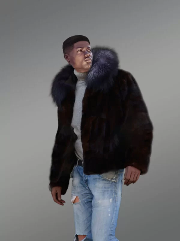 Men's Mink Fur Jacket with Fox Fur - Image 5
