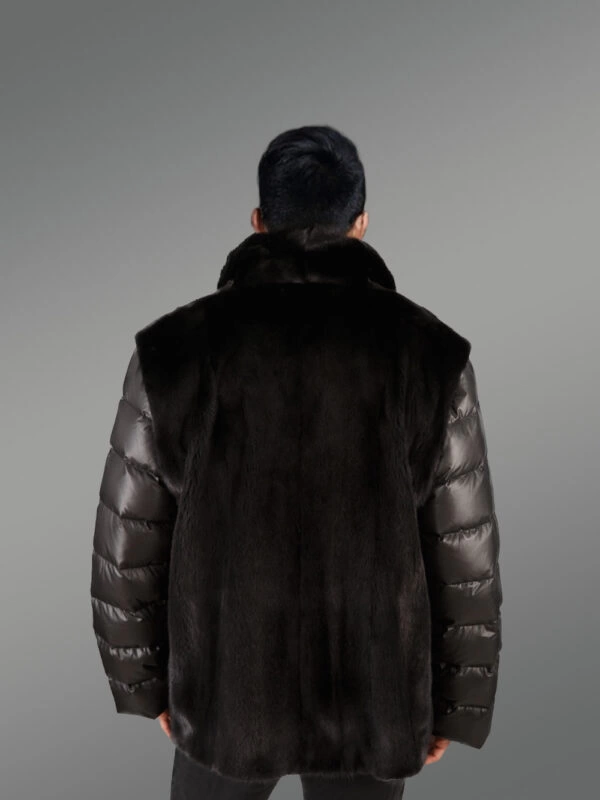 Men’s Mink Jacket with Quilted Sleeves and Mink Vest - Image 4