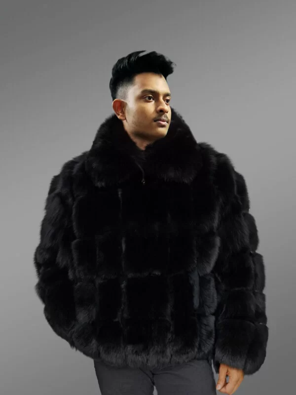 Mens Fox Fur Black Coat To Look Classy and Trendy - Image 2