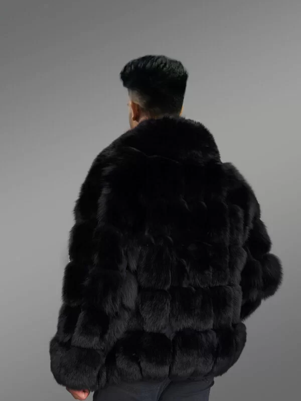 Mens Fox Fur Black Coat To Look Classy and Trendy - Image 4