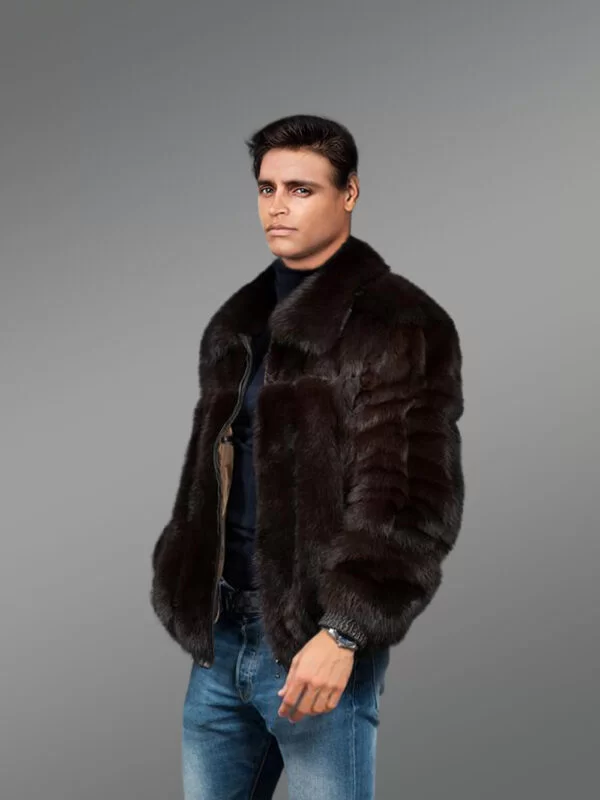 Full Skin Mink Fur Bomber Jacket for Men - Image 2
