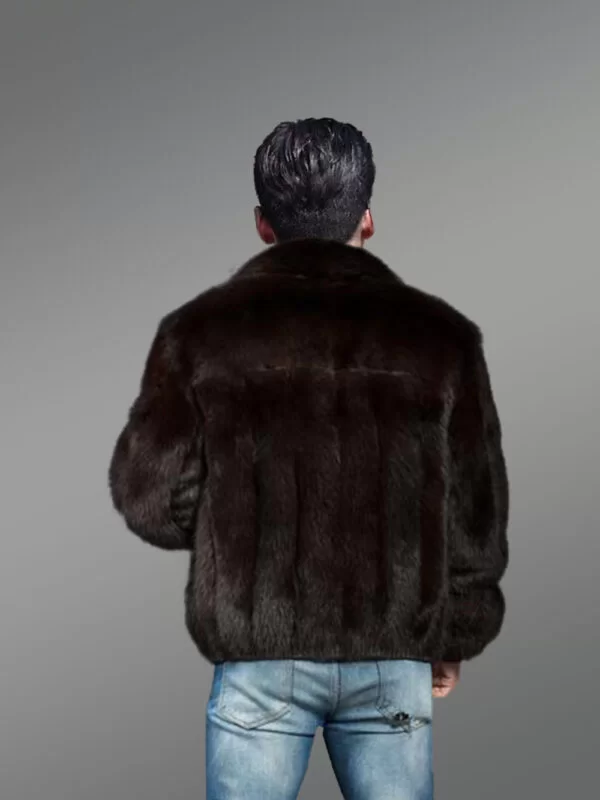Full Skin Mink Fur Bomber Jacket for Men - Image 3