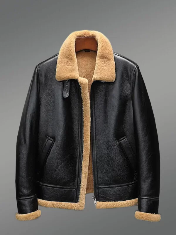 Moto-style Black Nappa Finish Shearling Jacket - Image 4