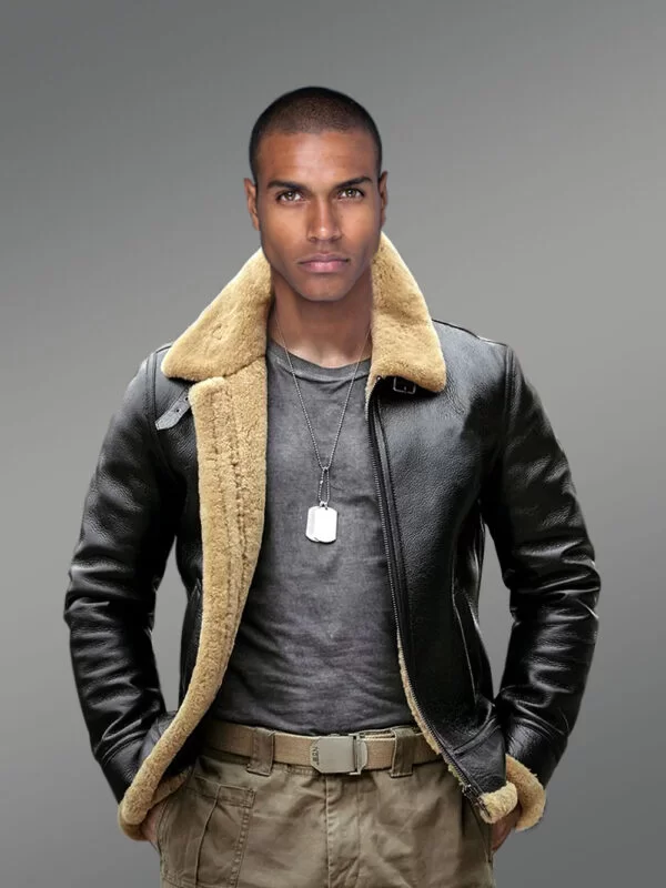 Moto-style Black Nappa Finish Shearling Jacket - Image 2
