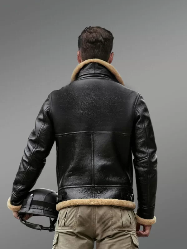 Moto-style Black Nappa Finish Shearling Jacket - Image 3