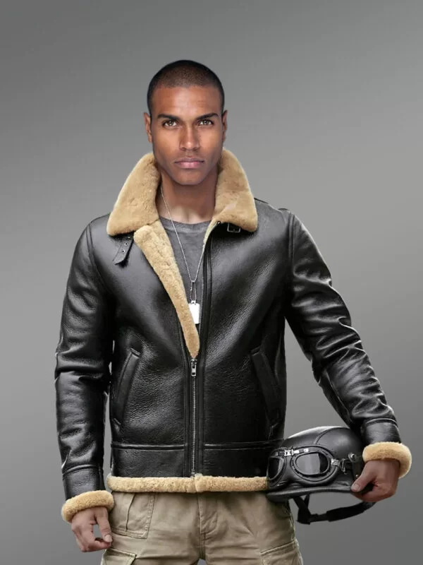 Moto-style Black Nappa Finish Shearling Jacket