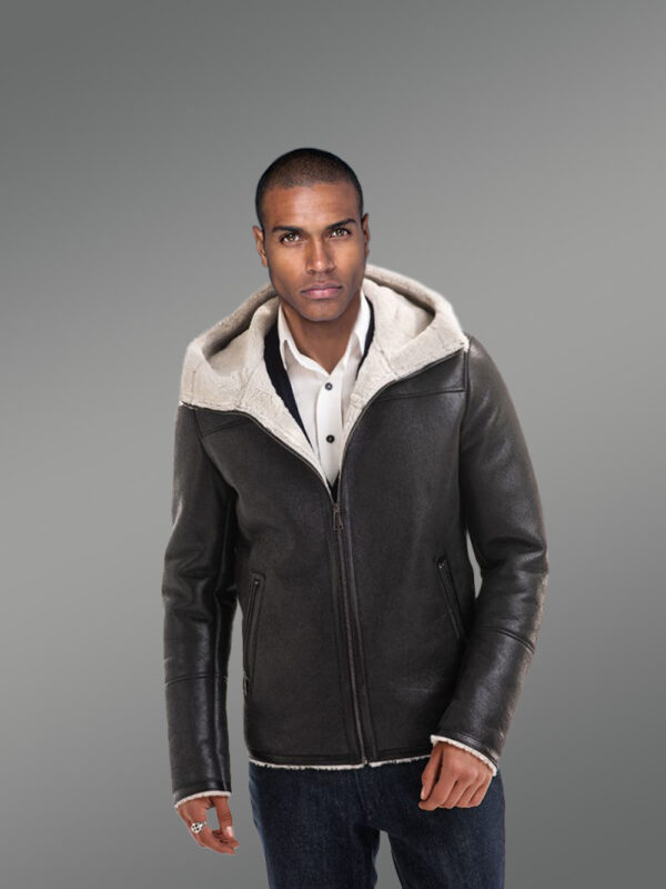 Men’s Real Stylish Shearling Jacket in Black is Chic & Comfortable Outfit - Image 2
