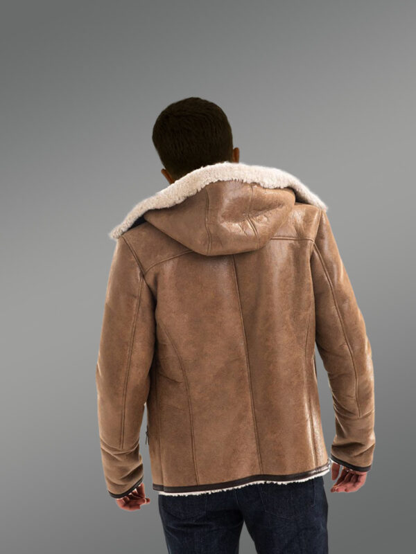Men’s Real Stylish Shearling Jackets in Brown - Image 3