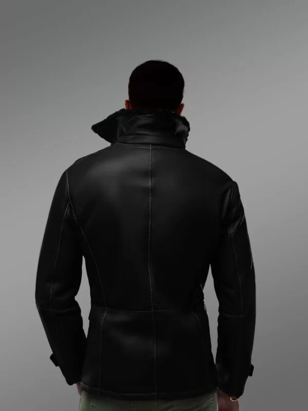 Blazer Style Authentic Black Shearling Jacket - Image 3