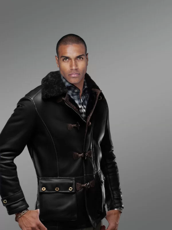 Blazer Style Authentic Black Shearling Jacket - Image 2