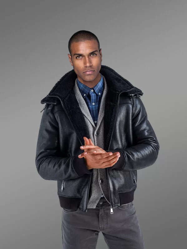 Stylish Shearling Jackets for Men in Alluring Black and Bomber Style