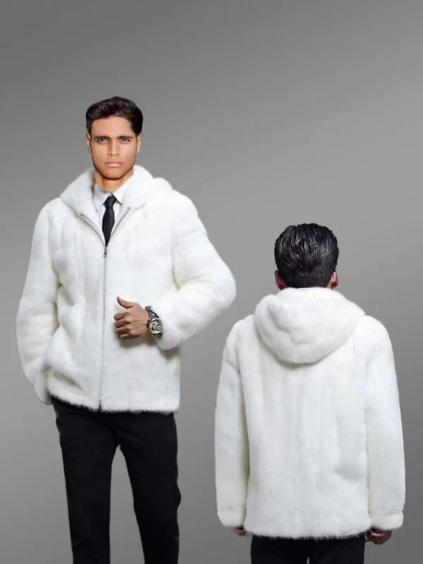 White Full Skin Mink Fur Jacket for Men - Image 2