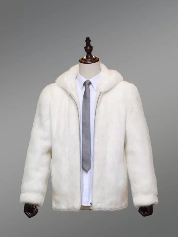White Full Skin Mink Fur Jacket for Men - Image 4