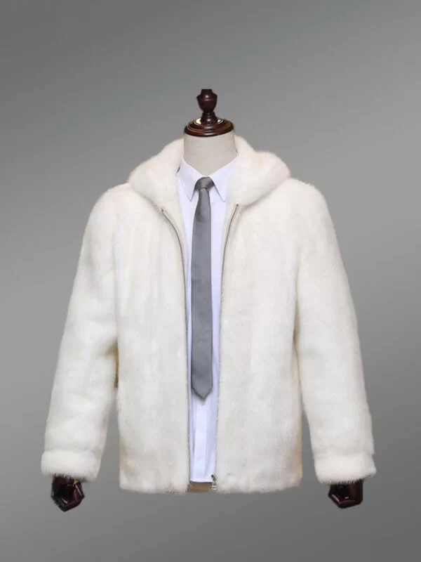 White Full Skin Mink Fur Jacket for Men - Image 3