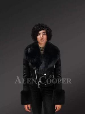 Authentic Leather Jackets in Black with Removable Fur Collar and Handcuffs