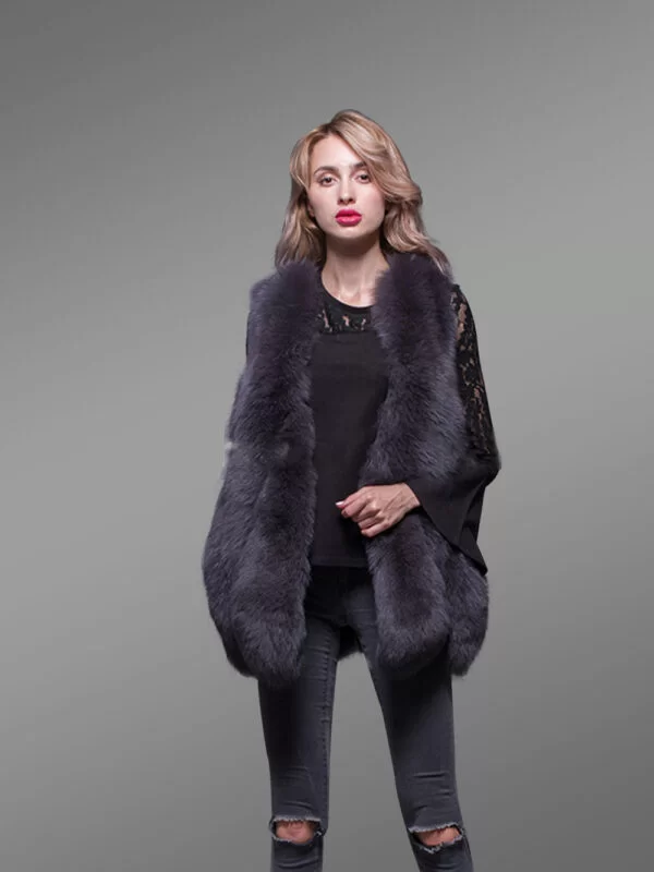 Black A-line fur vest for women