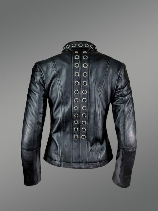 Black Brass Ring Jacket For Women - Image 3