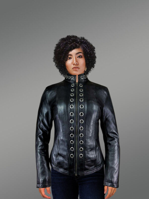 Black Brass Ring Jacket For Women