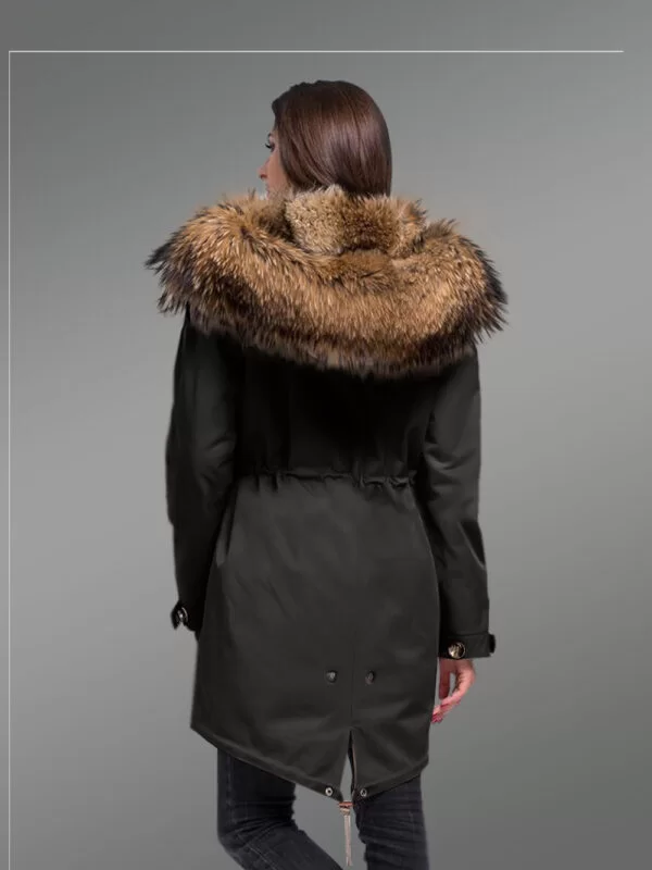 Women’s Striking Fashion Statements with Finn Raccoon Fur Hybrid Black Parka Convertibles with Rabbit Liner - Image 3