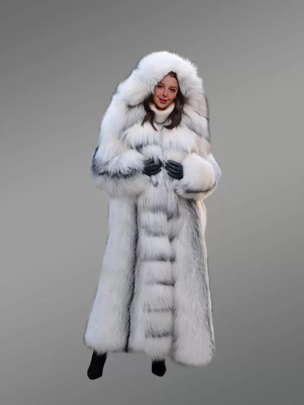 Fox Fur Long Tuxedo Coat - Image 3