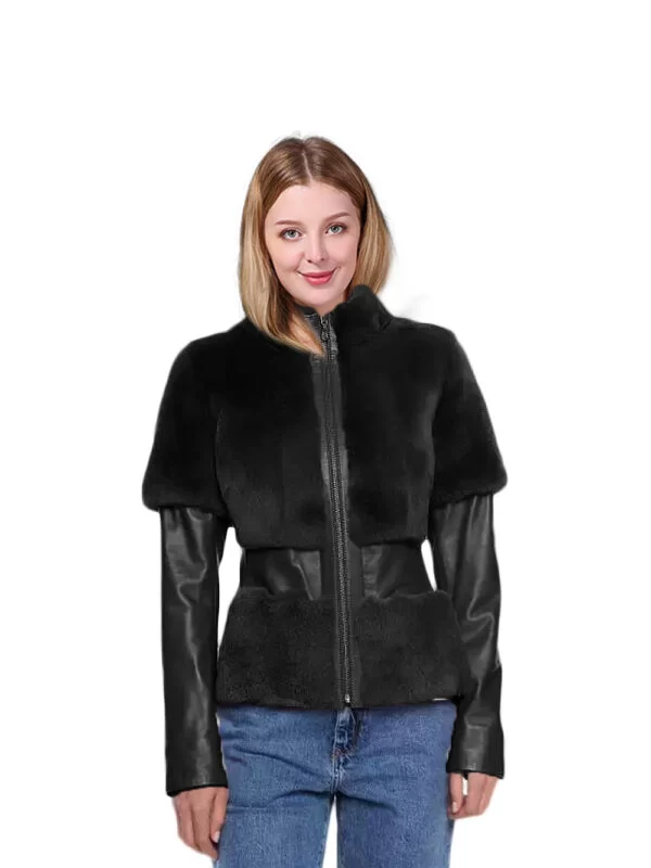 Black Leather & Mink Fur Jacket