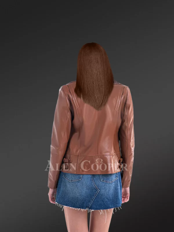 Genuine Leather Jackets in Coffee for Tasteful Women - Image 3