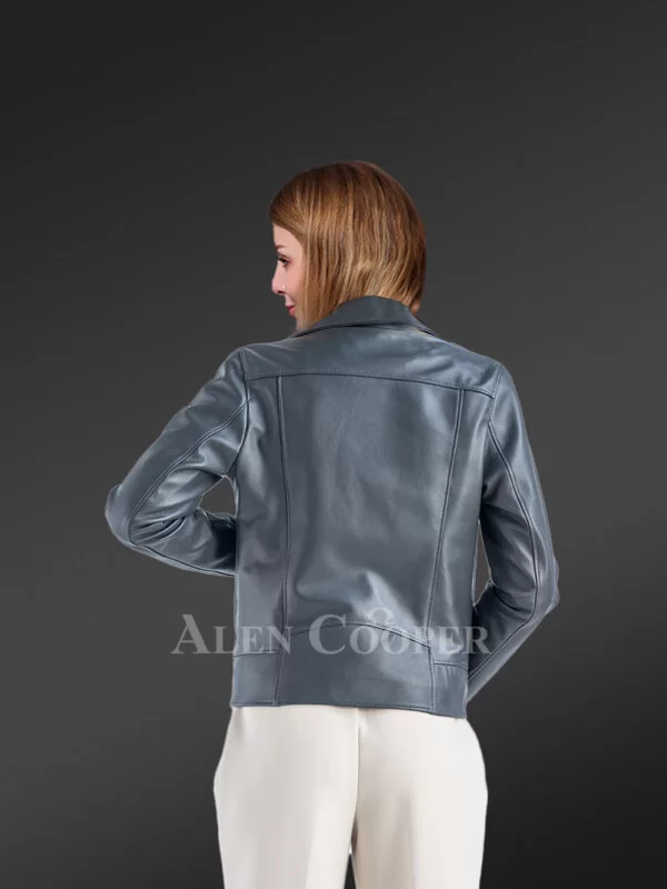 Genuine Leather Jackets in Grey for Tasteful Women - Image 3