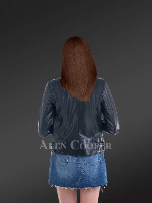 Genuine Leather Jackets in Navy for Tasteful Women - Image 2