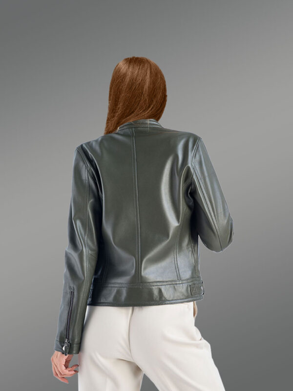 Genuine Leather Jackets in Olive for Tasteful Ladies - Image 6
