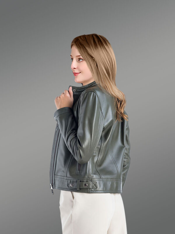 Genuine Leather Jackets in Olive for Tasteful Ladies - Image 5