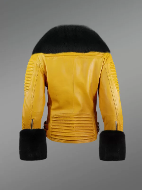 Genuine Leather Jackets with Contrasting Fur Collar and Handcuffs - Image 3
