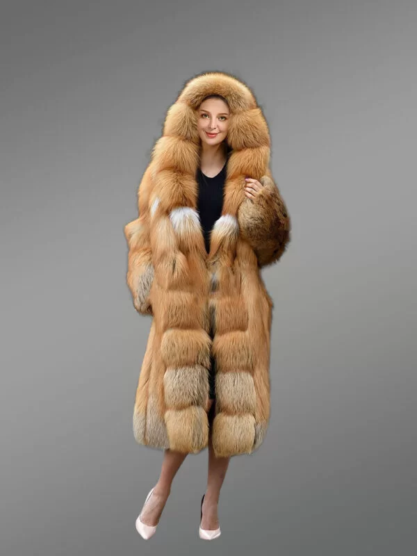 Luxury Gold Fox Fur Jacket for Women