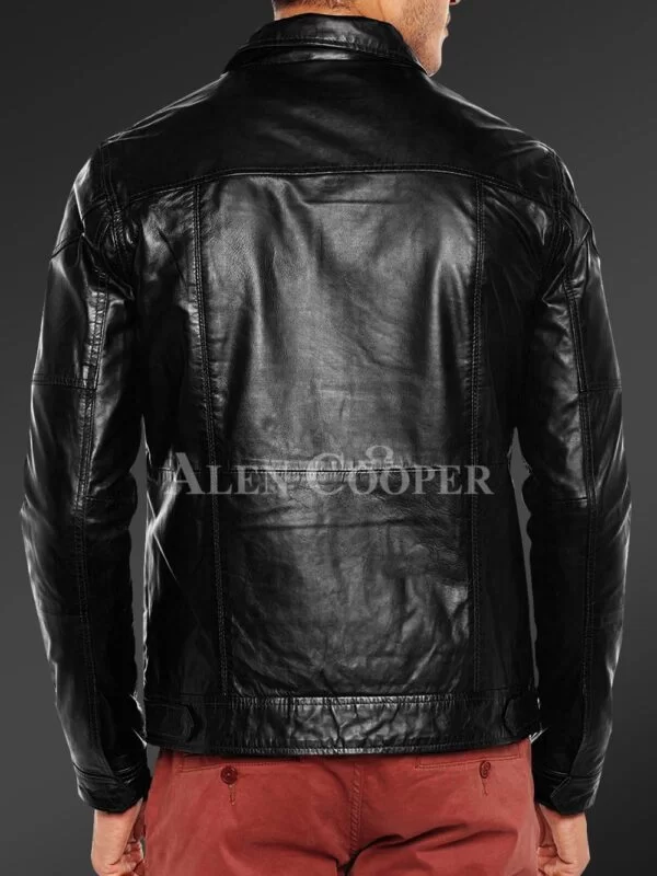 Luxury Super Shiny Real Leather Jacket for Men - Image 9