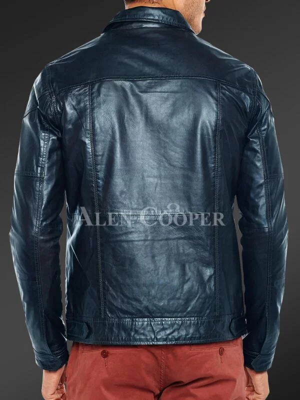 Luxury Super Shiny Real Leather Jacket for Men - Image 12