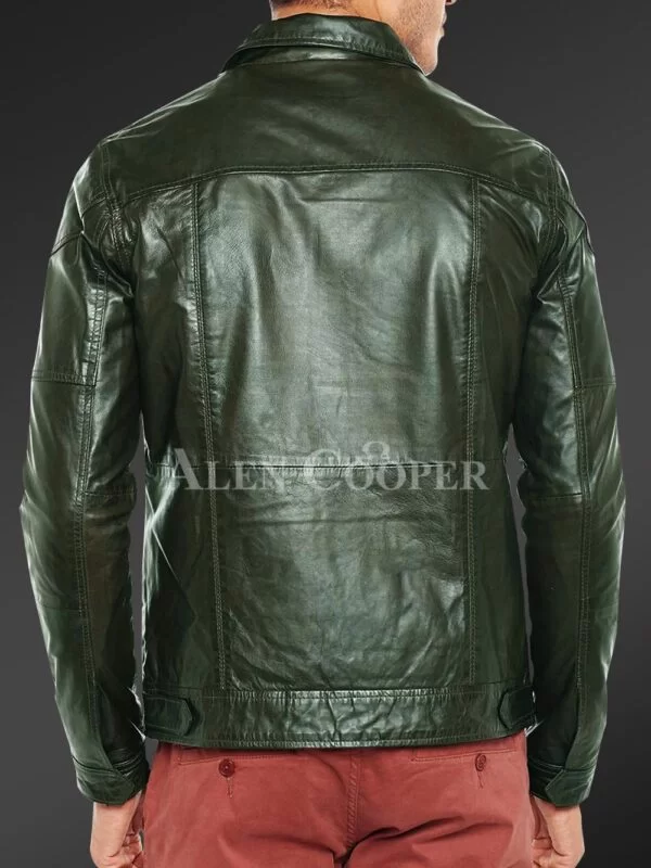 Luxury Super Shiny Real Leather Jacket for Men - Image 11