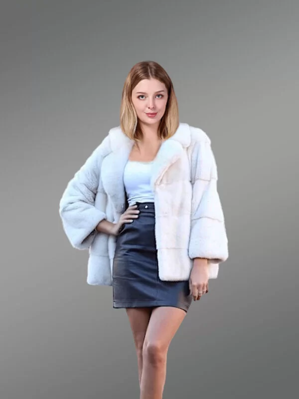 Mink Fur Jacket with Striking Collar for Women - Image 2