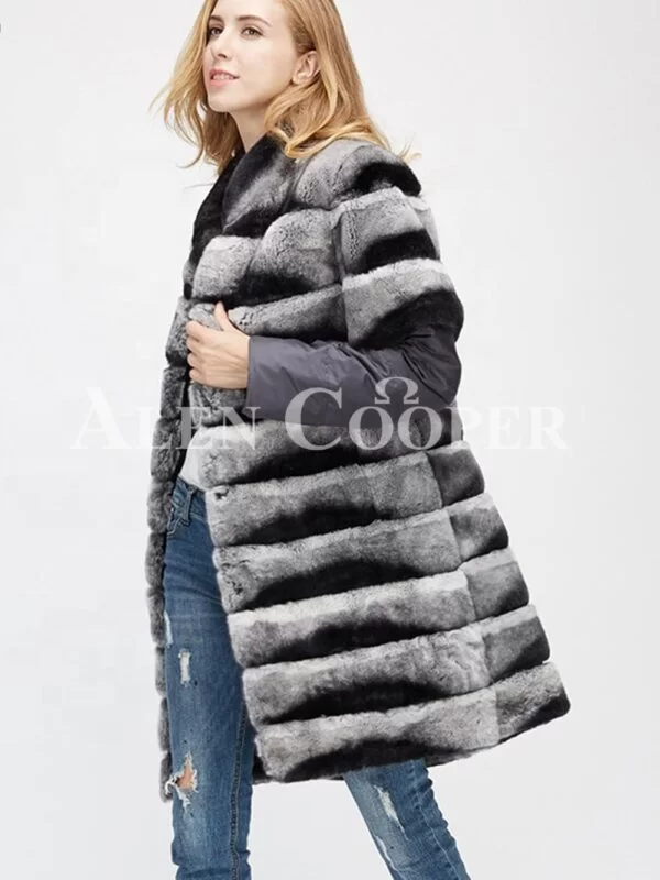 Poly Ester Shell Long Real Fur Warm Winter Coat for Women - Image 4