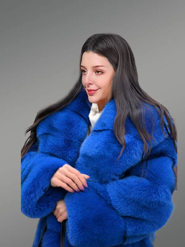 Royal Blue Tuxedo Coat for Women - Image 5