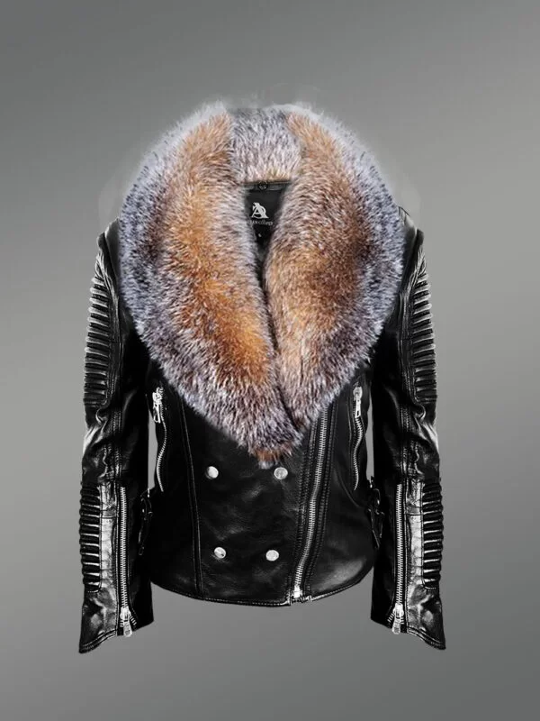 Scandinavian Crystal Fox Detachable Fur Jacket for Women - Image 2