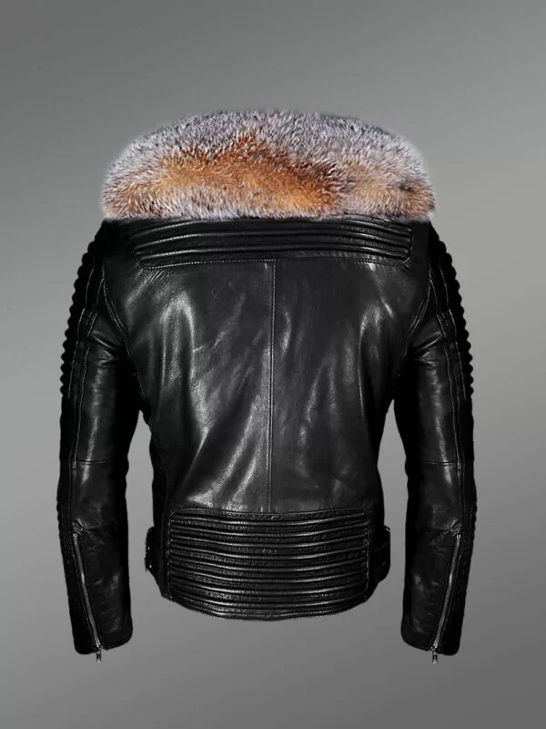 All-Occasion Detachable Scandinavian Crystal Fox Fur Biker Jackets for Men - Image 4